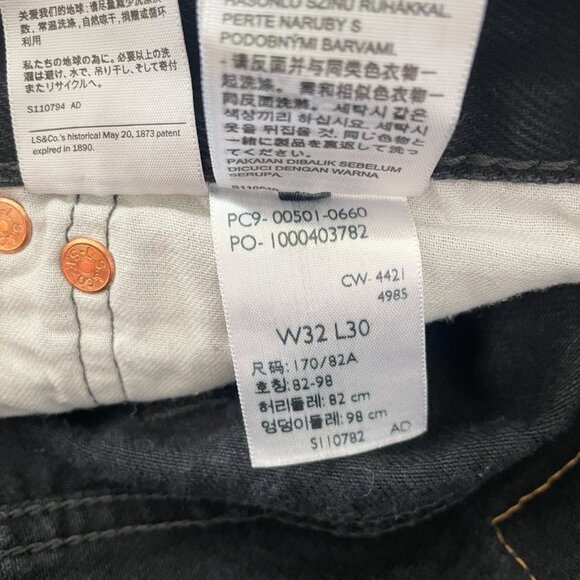 Levi's Men's 501 Original Fit Jeans 32x30 Black Wash Straight Leg Button Fly - Picture 4 of 7